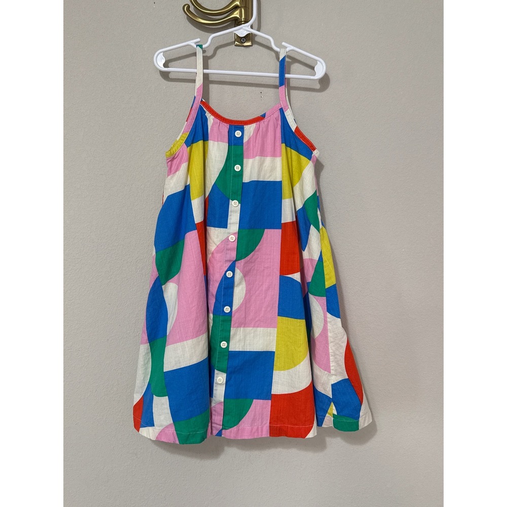 Hanna Andersson Sundress Kids 6-7 Multicolor Geometric Cotton Button Front